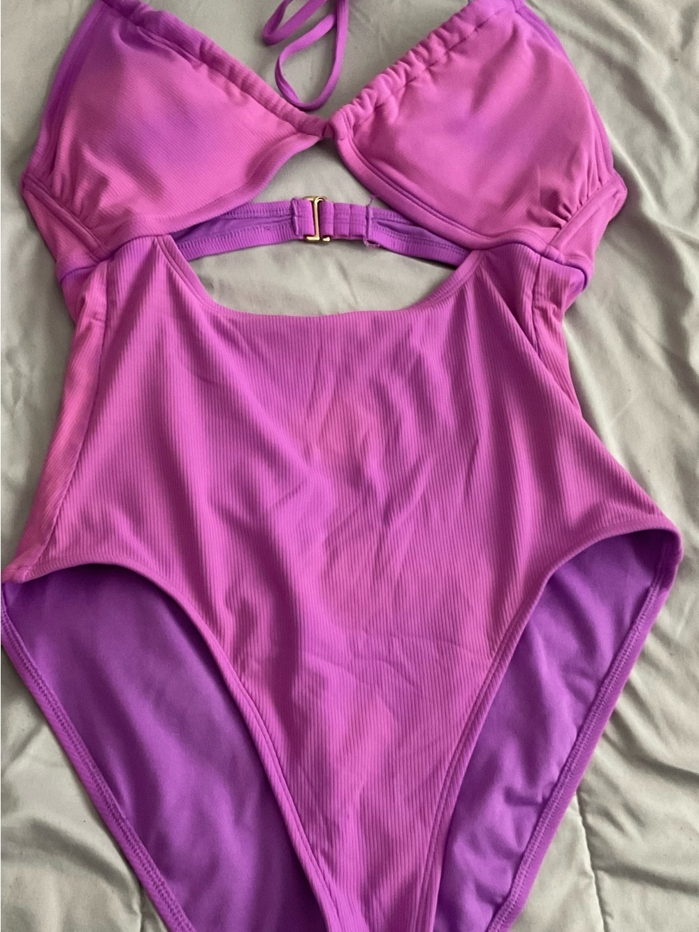 Xhilaration Pink and Purple Ribbed One-Piece Swimwear - Picture 1 of 3